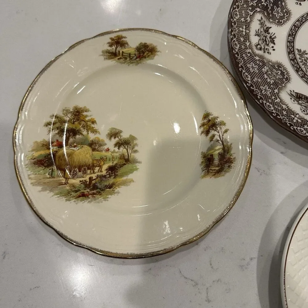 Vintage Mismatched English China Dessert Plates Set of 6 Spode Meakin